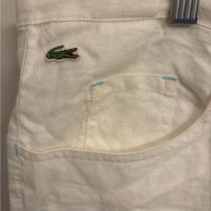 Lacoste White Cotton Pants with Green Crocodile Logo linen summer 42